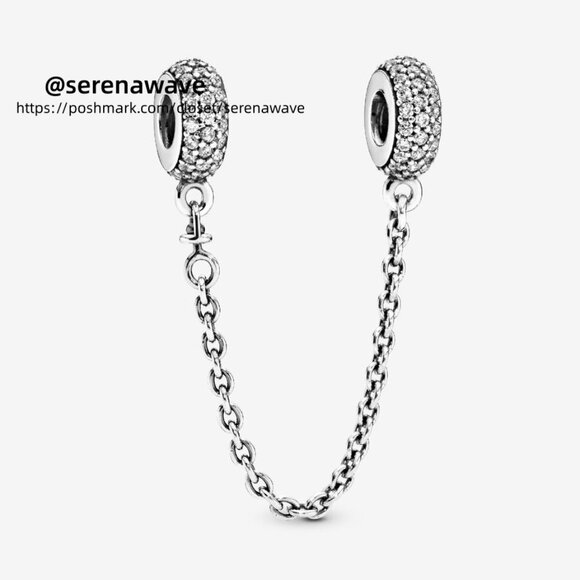 Pandora Sparkling Pavé Safety Chain Charm - Picture 1 of 2